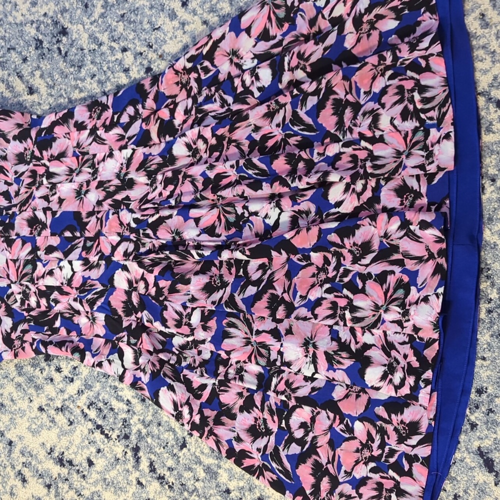 J Crew 2 silk dress floral pink blue midi length zip in back sleeveless pleated - Picture 3 of 16